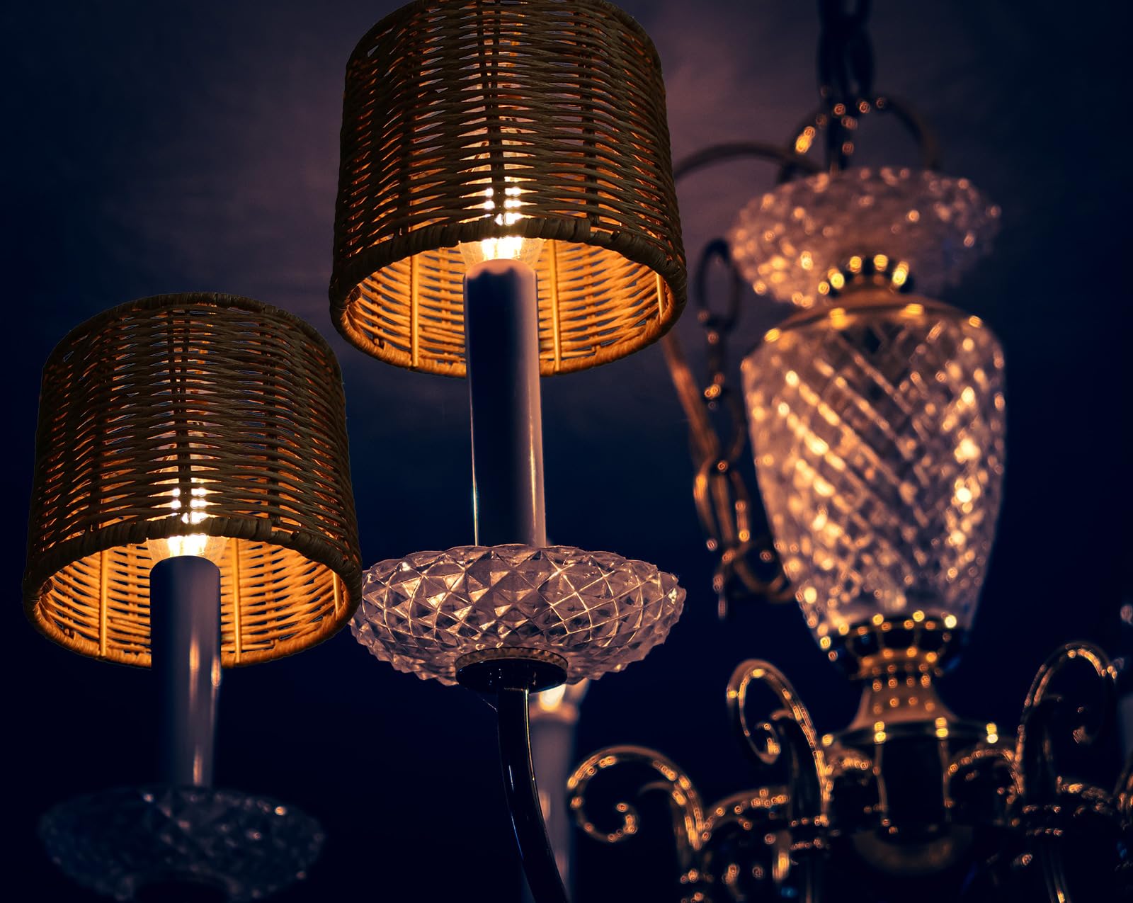 6 Clip-on Lampadario tonalità Drum Paralumi clip on Boho tonalità sostituzione mini lampade tonalità per lampada da parete candela lampadario