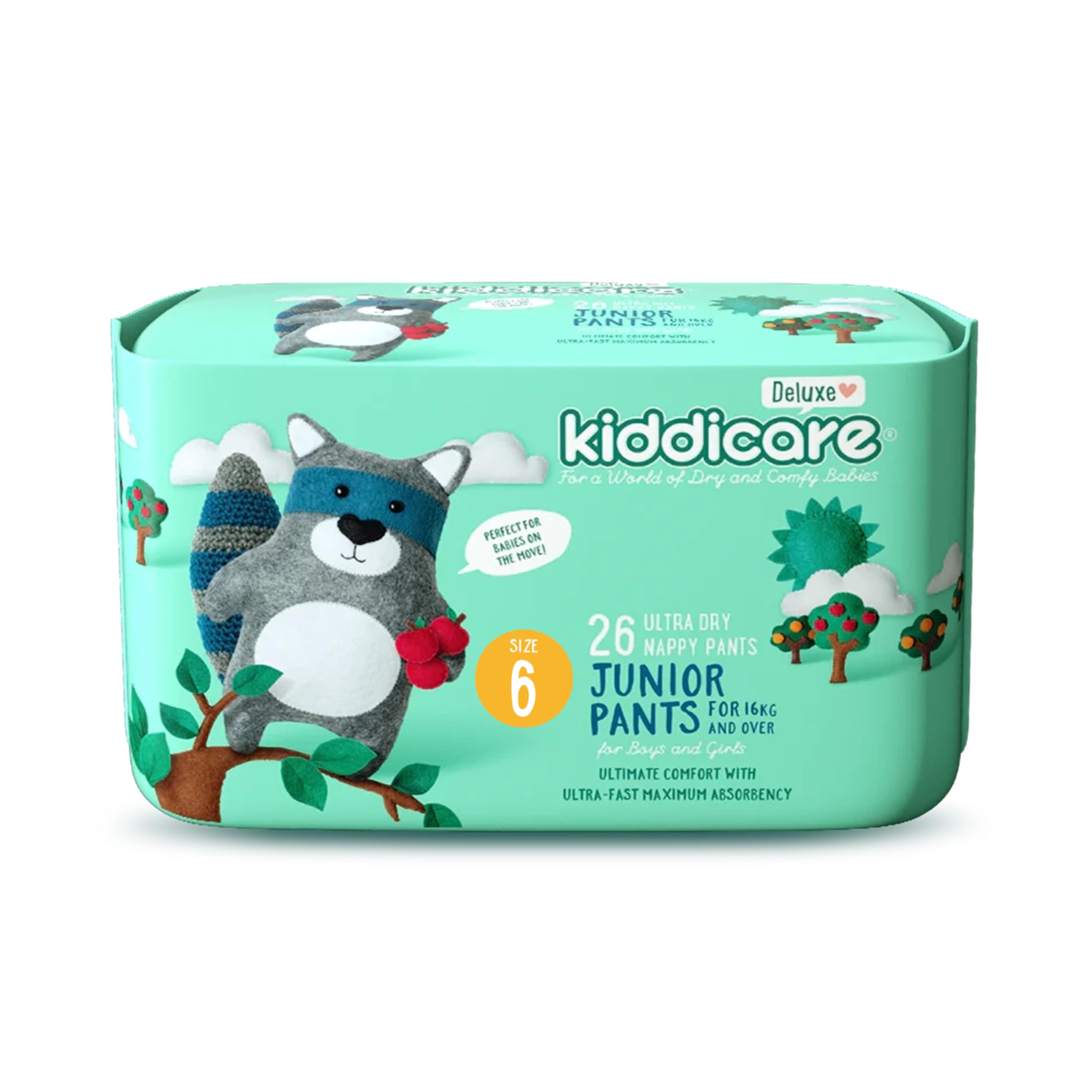KiddicareBaby Deluxe Junior Diaper Nappy, Size 6, 26 Count, Leakage Protection, 16+ kg, Anti Rash, 12 Hours Absorption, Cottony Soft Ultra Fast High Absorb Technology (Pack of 1)