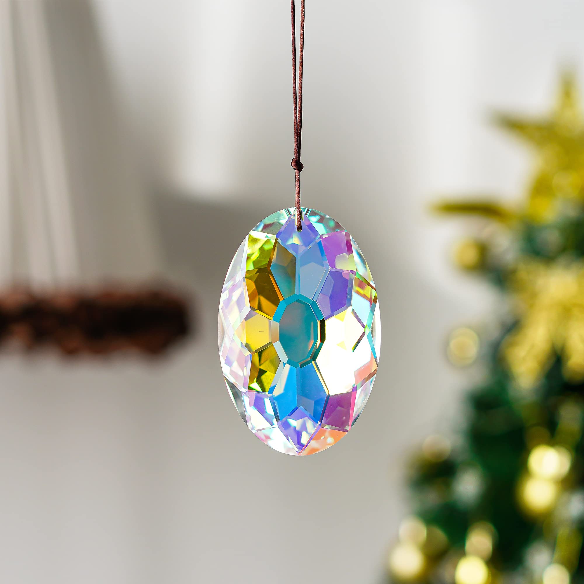 AB-Beschichtung zum Aufhängen von Fenstern, Kristallprismen, Sonnenfänger, Regenbogenmacher, Glas, hängende Ornamente für Haus, Garten, Dekoration (89 mm, 8,9 cm)