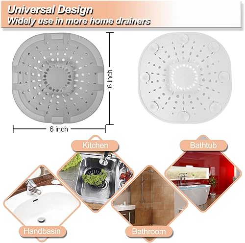 Miniatura 4 de Recogedor de drenaje de cabello mejorado, cubierta de drenaje cuadrada para ducha, tapón de silicona de fuerte adherencia con ventosa, fácil de