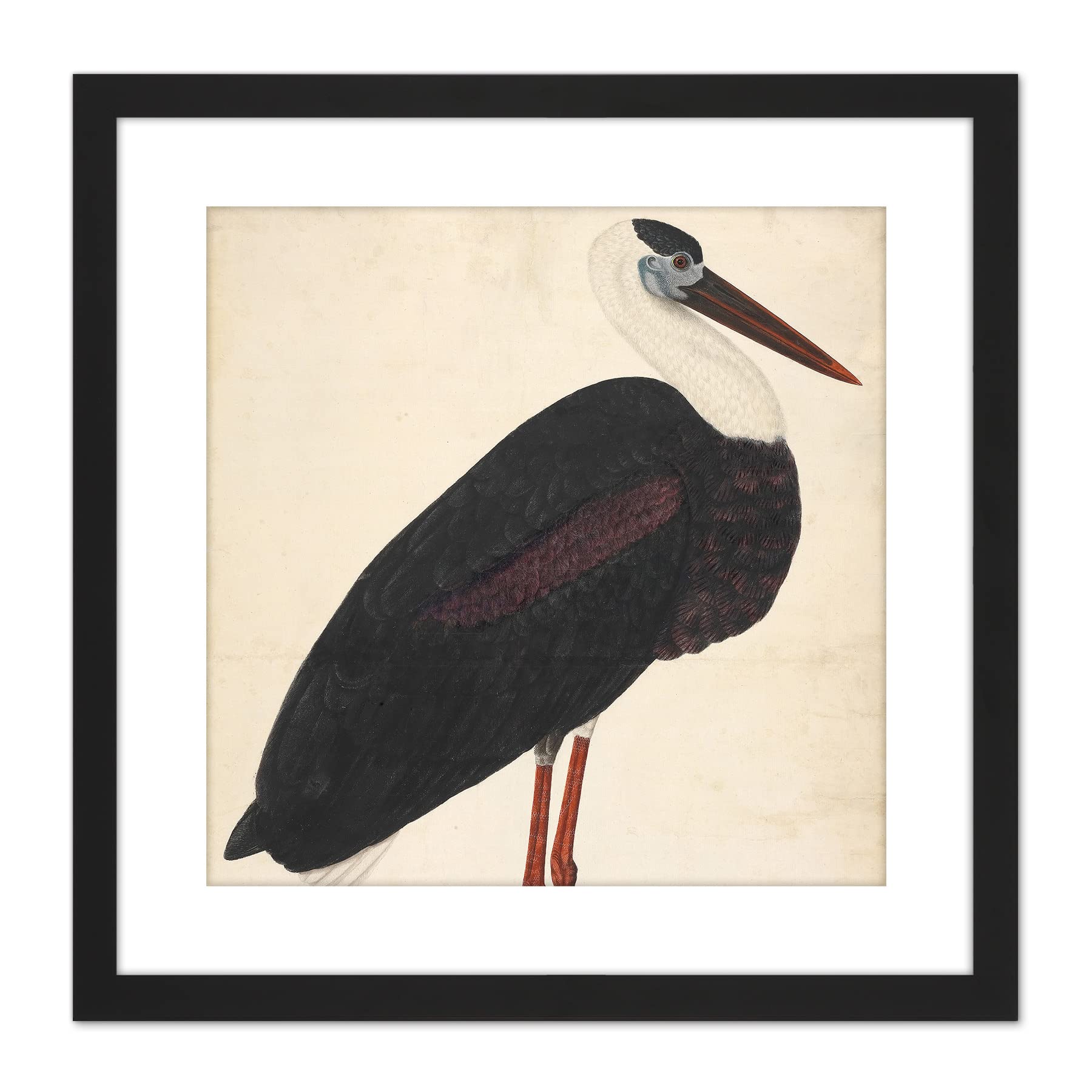 木製フレームの自然と鳥の絵画 鳥」 古い紙にアクリル * 現代アート 絵画 ドローイング ミニ額