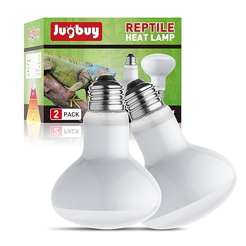 Jugbuy Reptile Heat Lamp Bulb, 100 Watt UVA Daylight Basking Spot Light for Bearded Dragon, Turtle, Lizard, Snake, Tortoise, Chameleon, Amphibians - 2 Pack