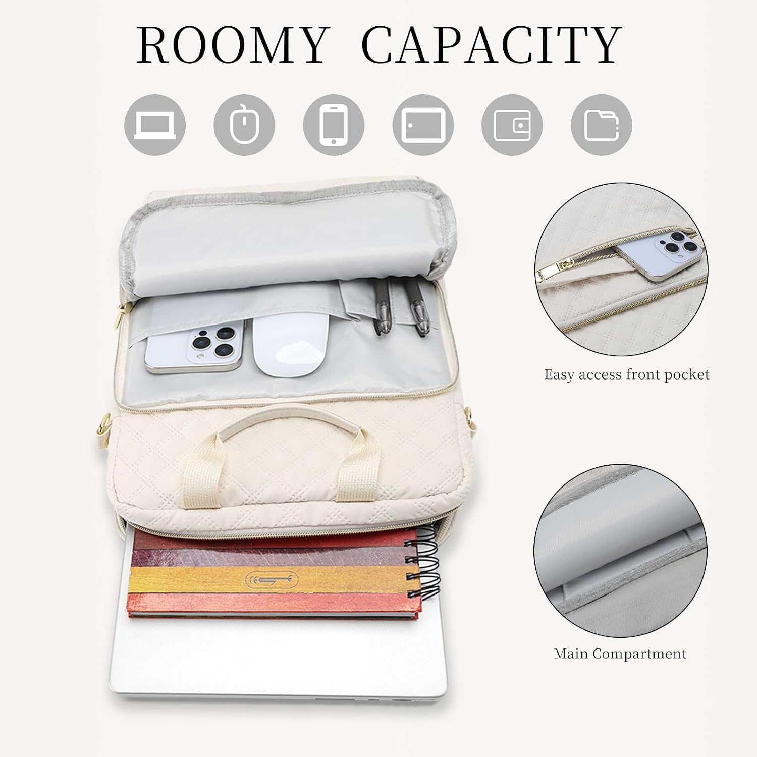 Laptop Tablet Sleeve Bag Carrying Case Compatible with 14 inch MacBook Pro M5 M4 M3 M2 M1/13.6 inch MacBook air M4 M3 M2/13 Inch iPad Pro M4 Air M3/13 MacBook Neo/12.9 inch iPad with Keyboard, Beige image 4