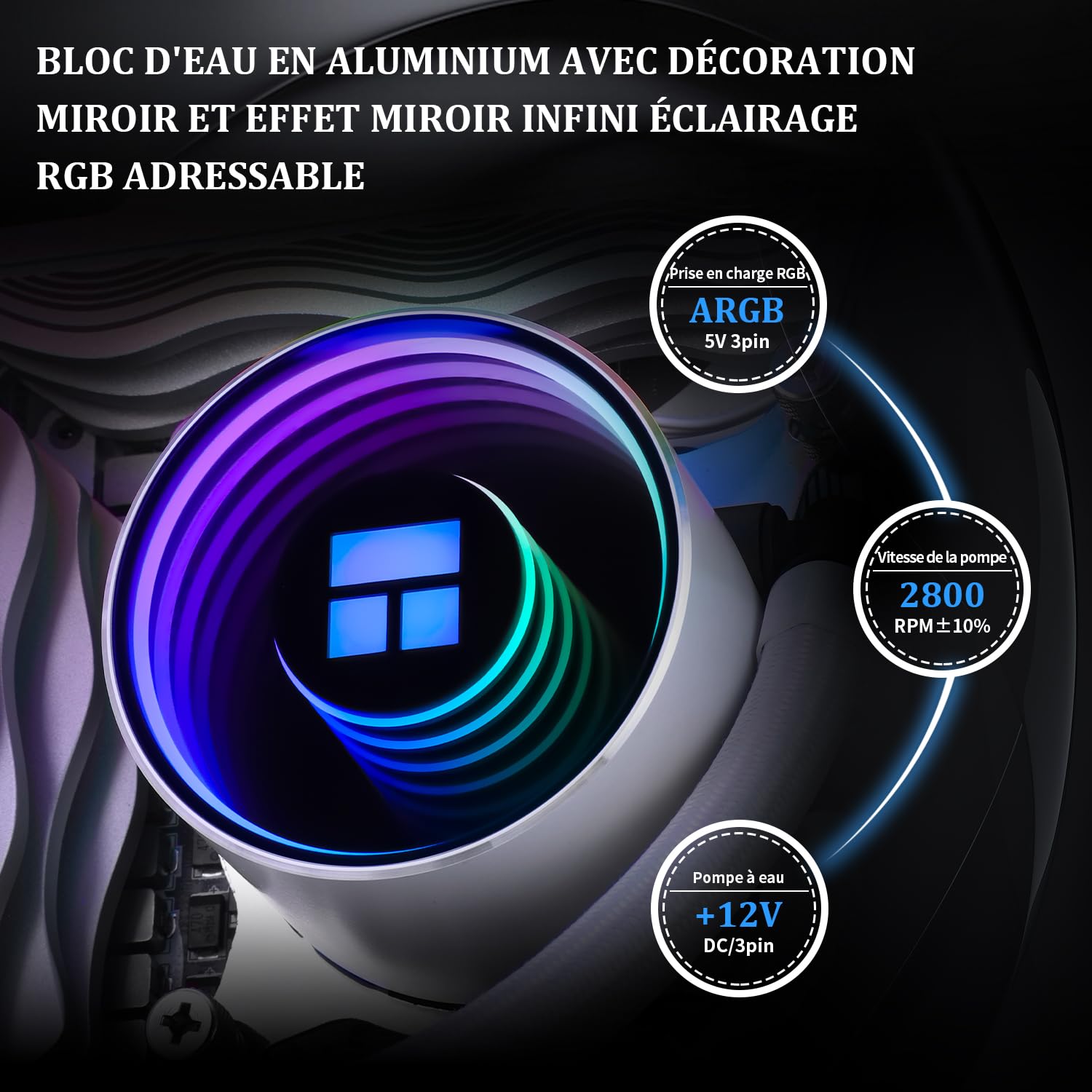 Thermalright Frozen Notte 120 ARGB blanc, ventilateur PWM 120 mm avec ARGB - vitesse jusqu'à 2000 tr/min, pour AMD/AM4/AM5, Intel LGA1150/1151/1200/1700/1851, blanc