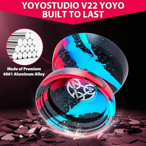 Miniatura 5 de YOYOSTUDIO Yoyo V22 - Yoyo profesional sensible para niños de 8 a 12 años, Yoyos profesionales con kit de accesorios, 10 cuerdas de yoyo, estuche y