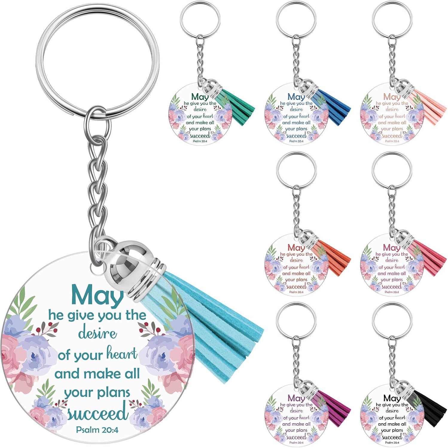 8Pcs Christmas Christian Party Favor Faith Christian Keychain for Women Inspirational Bible Verse Keychains Bulk for Friends Teen Girl Spiritual Gifts Religious Biblical Gift Religious Baptism Gift