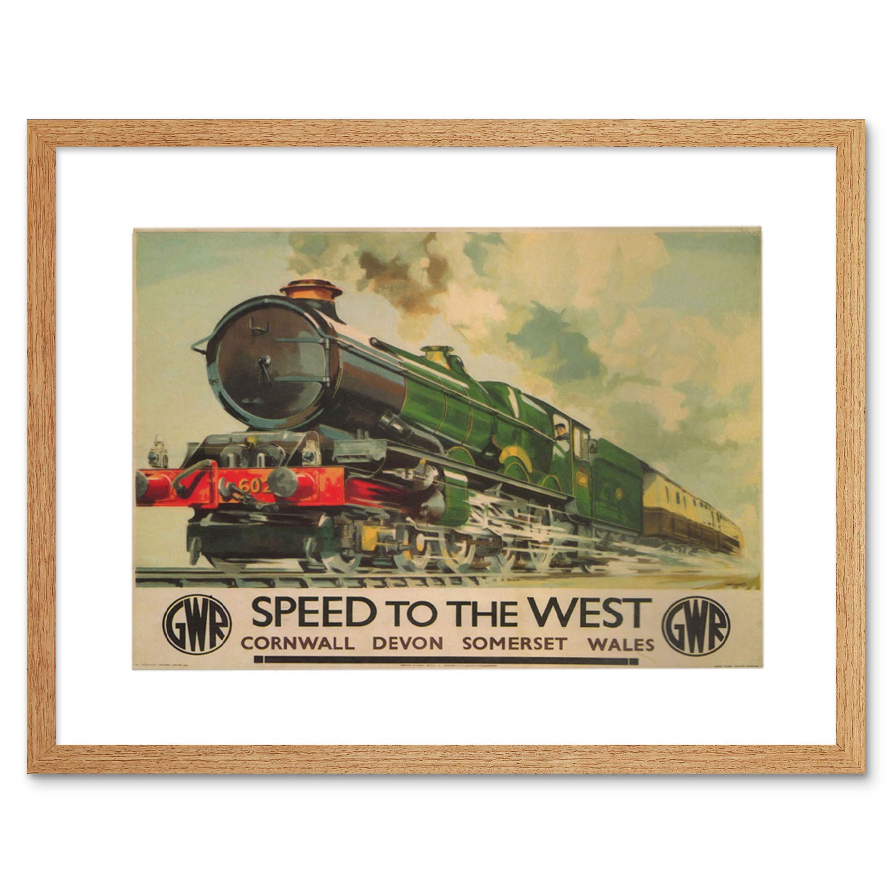 Wee Blue Coo Travel Gwr Railway Rail Train Steam Engine Retro Picture Framed Wall Art Print