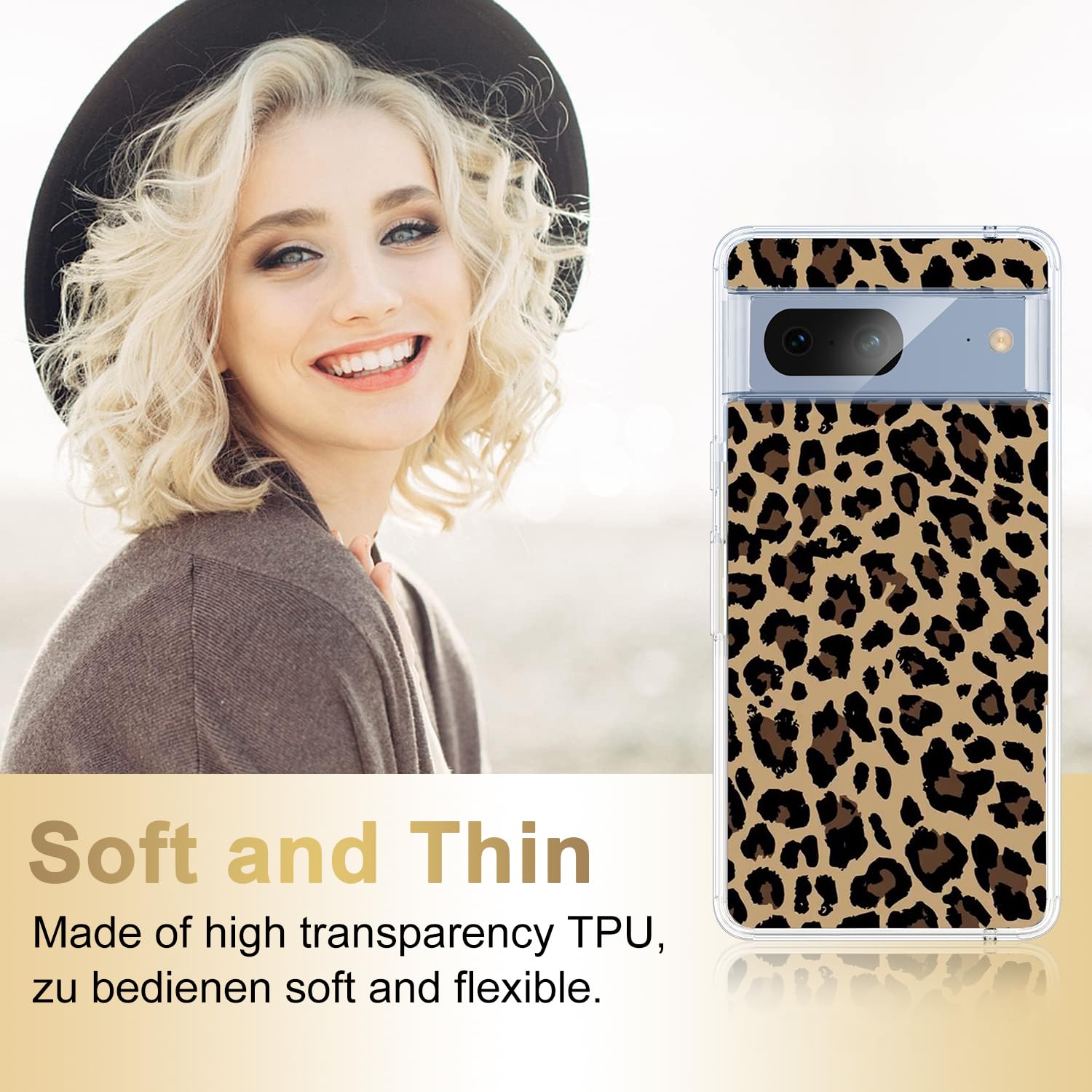Custodia Per Google Pixel 8 Con Fantasia Leopardo – Silicone TPU Trasparente, Sottile E Flessibile - 2