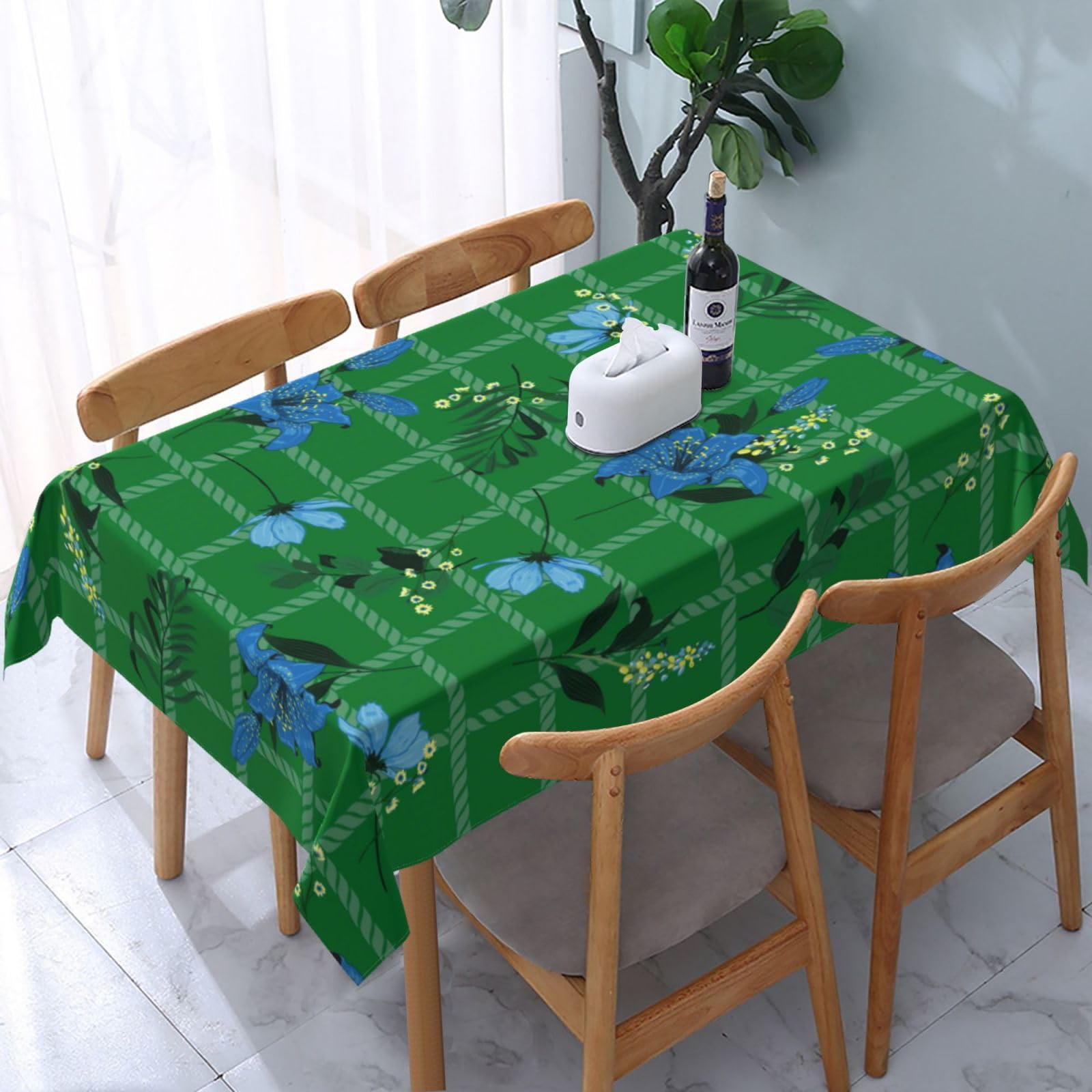 JunHeArt Lily Pattern Tablecloth Rectangle Table Cover Washable Table Cloths Decor For Kitchen 54" X 72"