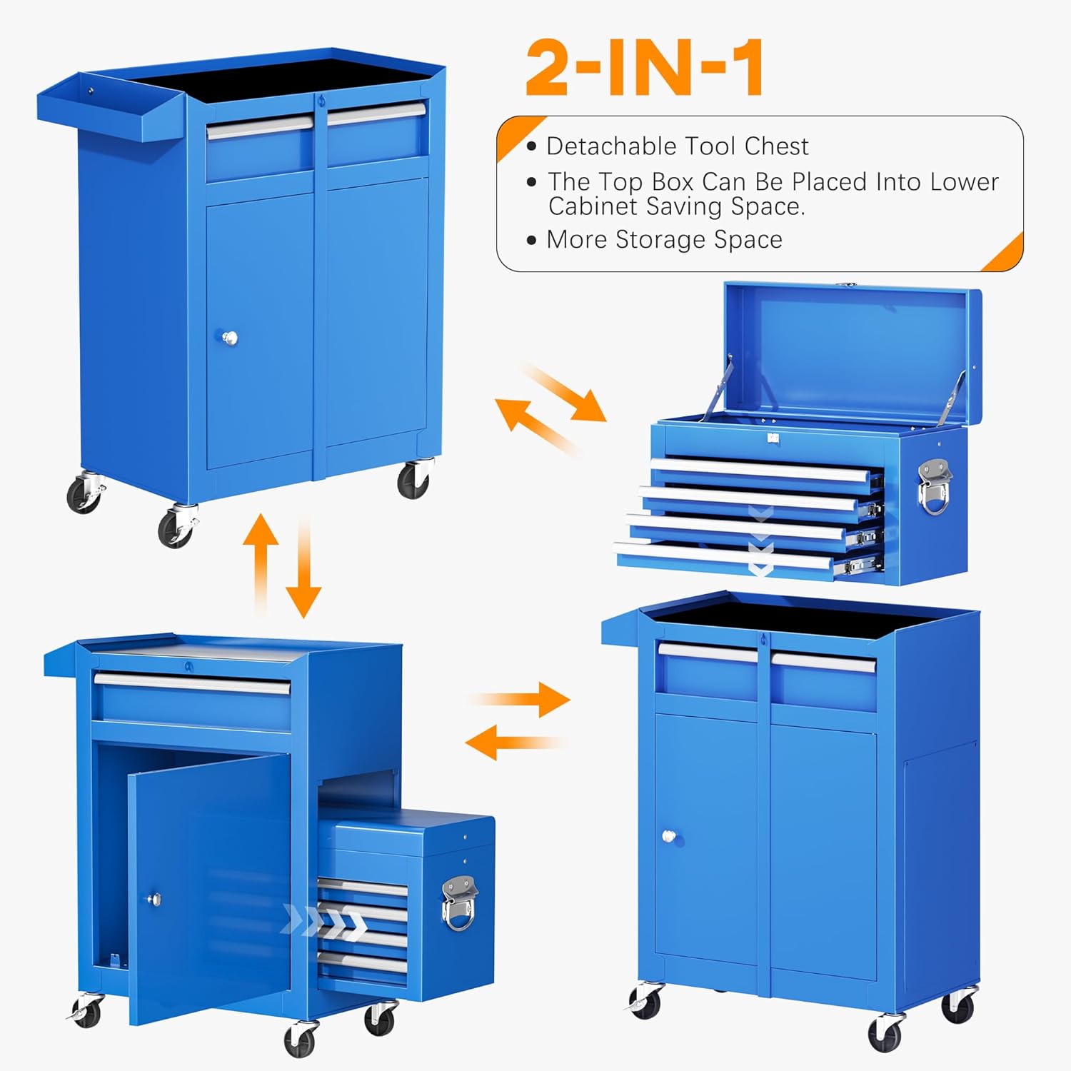 Black Alloy Steel 8-Drawer Rolling Tool Chest with Lockable Wheels