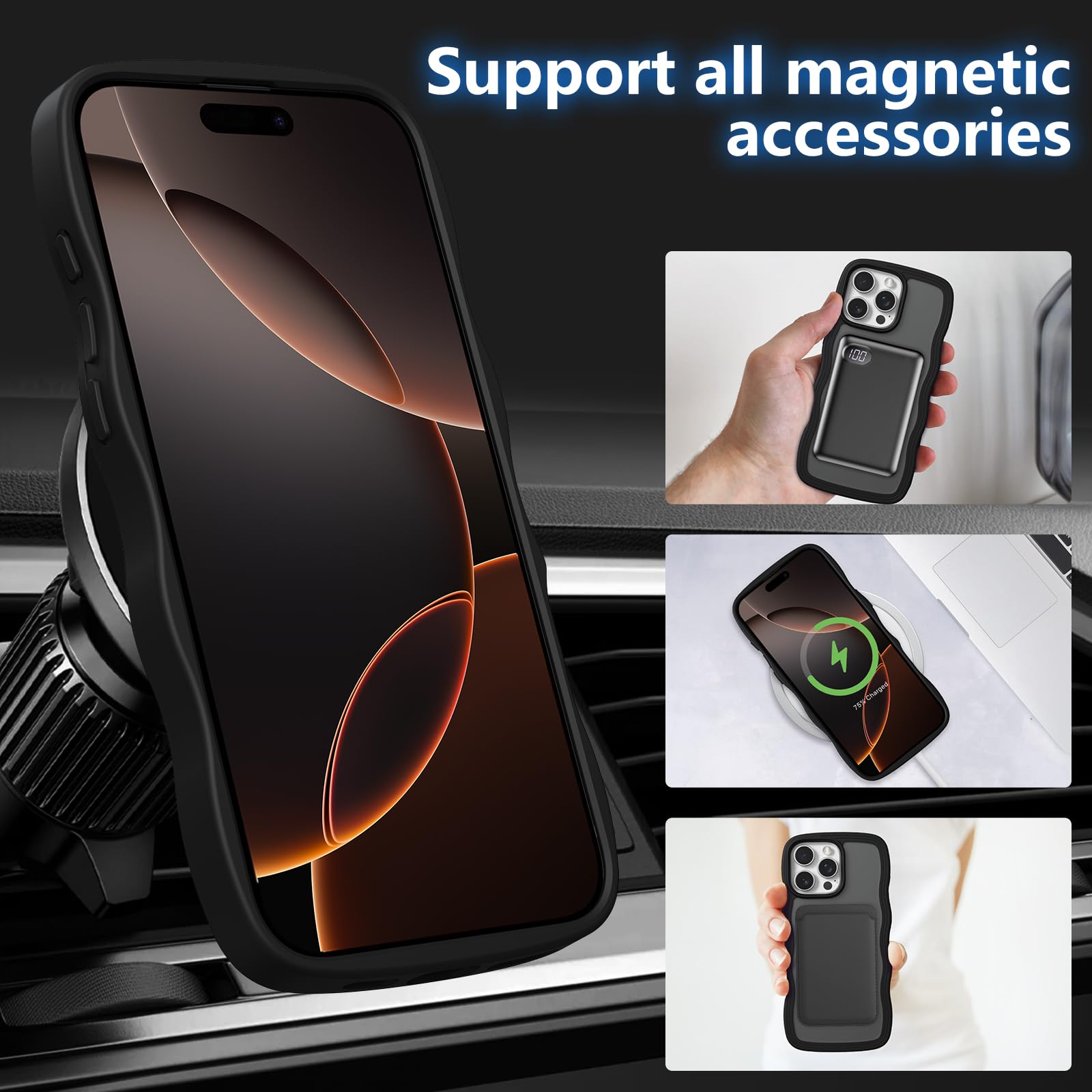 BENTOBEN Magnetische Hülle Für IPhone 16 Pro | MagSafe Kompatibel, Rutschfester Wellenrahmen | Stoßfest & Kratzgeschützt