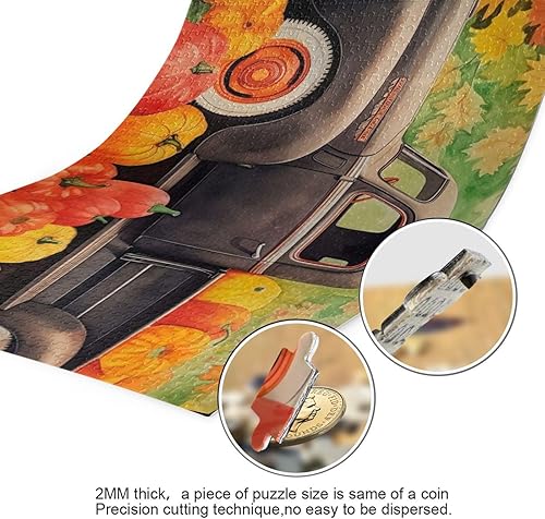 Miniatura 3 de Pumpkin Fall Truck Jigsaw Puzzles 500 Pieces for Adults,Learning Educational Puzzles,Difficult and Challenge Families Toys with Mesh Storage Bag