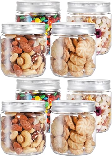 Miniatura 5 de Fasmov Paquete de 25 tarros de plástico transparente de 8 onzas con tapas de rosca, recipientes redondos de plástico vacíos para almacenamiento de