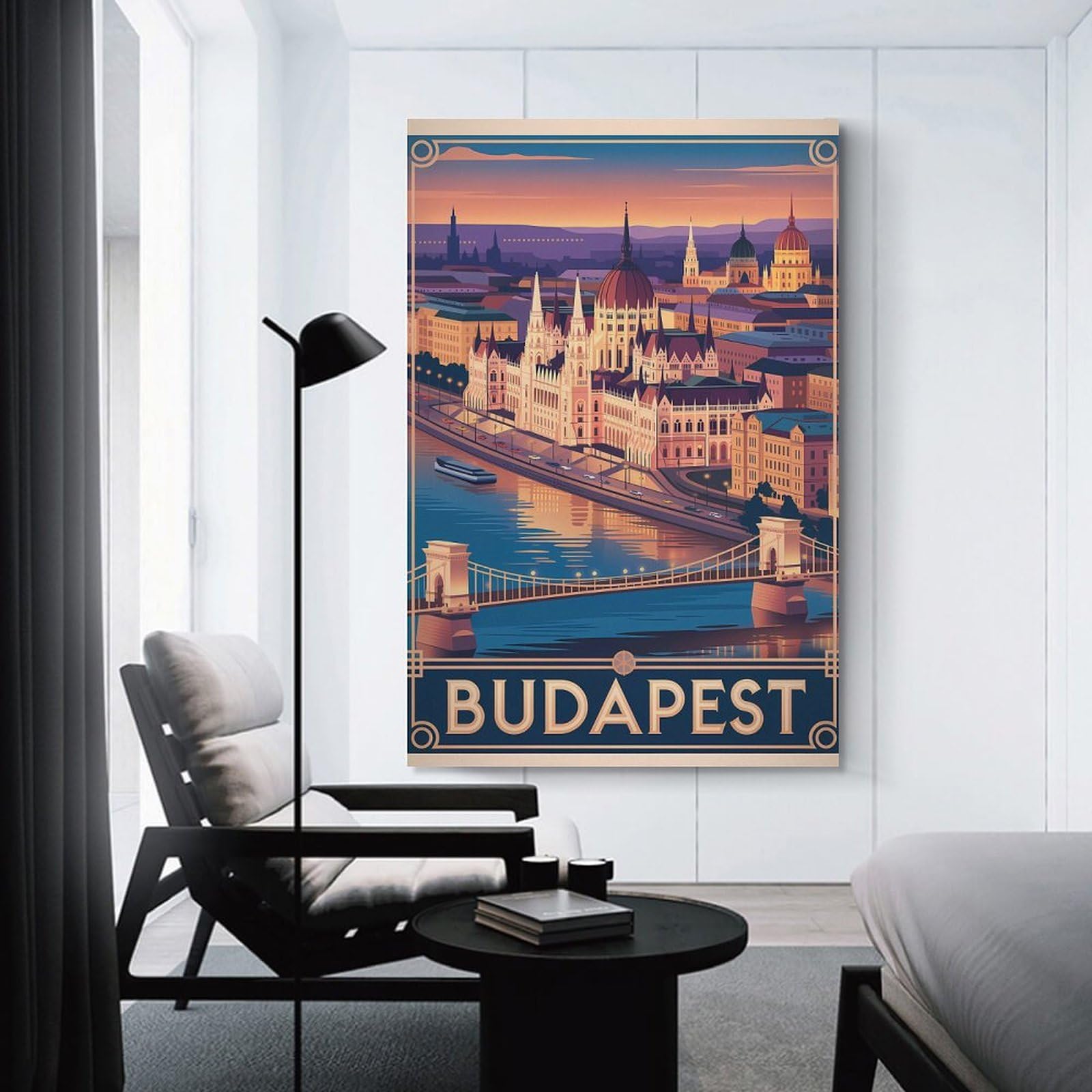 Junmoney Budapest Cityscape Travel Room Decor Wall Art, 20x30inch(50x75cm), for Home, Office, Studio Or Guest Room, Canvas Wall Art That Fits Changing Layouts
