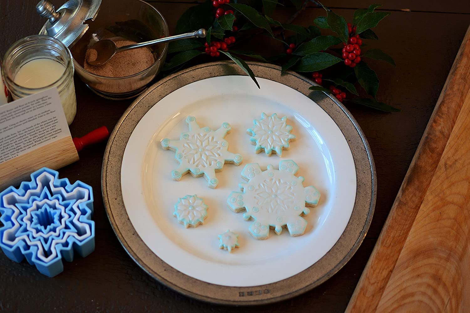 Juego de 5 cortadores de galletas de plástico de copo de nieve