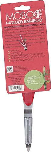 Miniatura 2 de Natural Home Pelador moldeado de bambú y acero inoxidable, rojo cereza