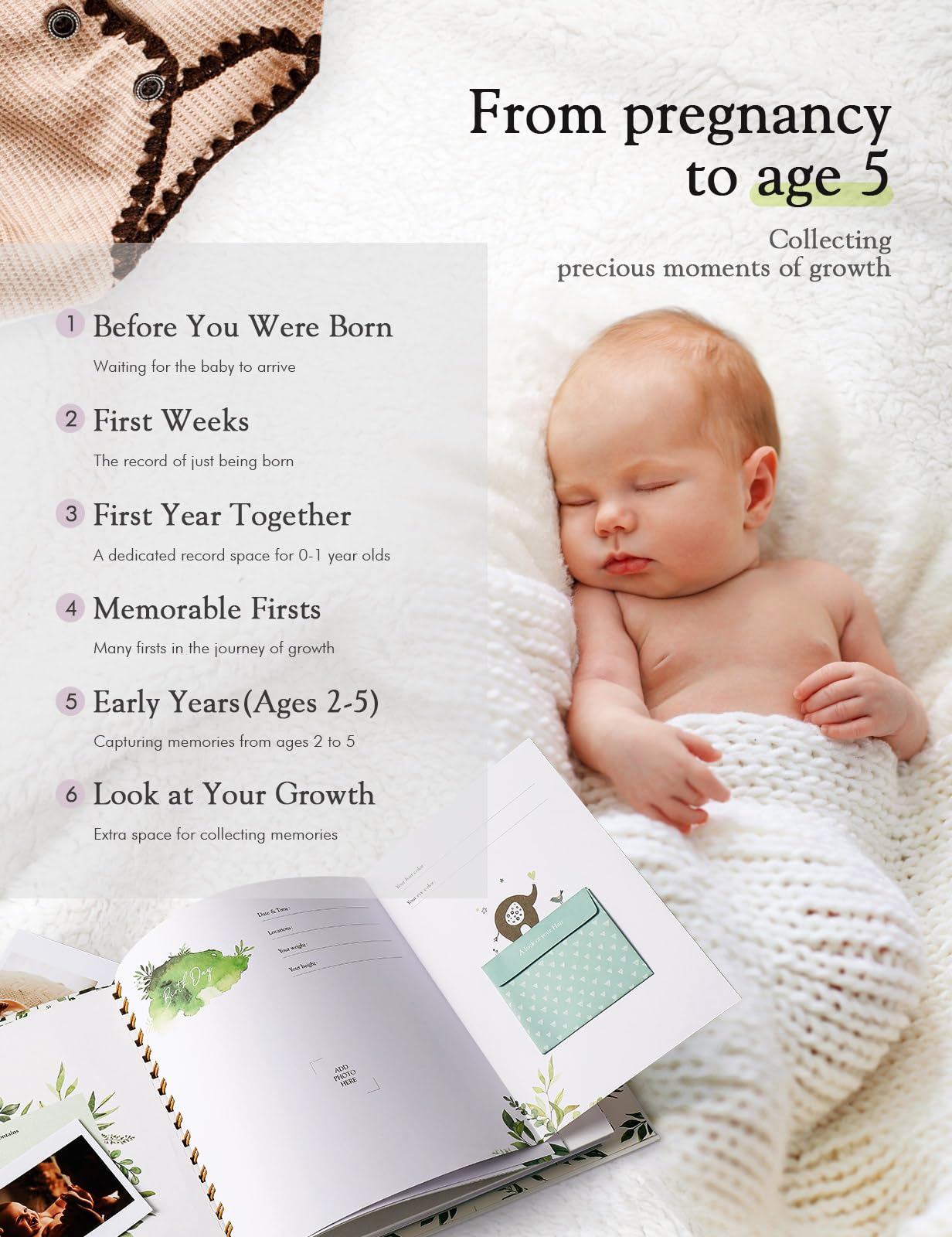 Memory Book for Baby fox first five years photo album gift set
