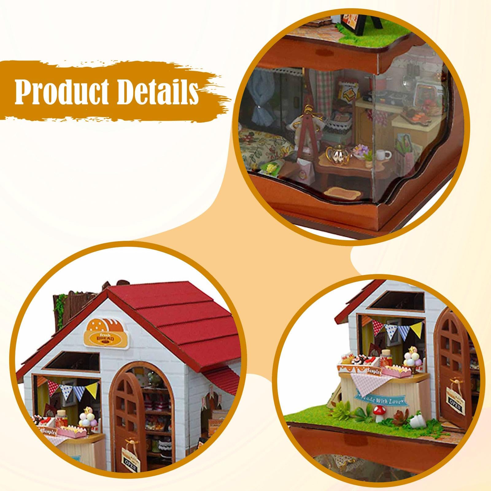 harayaa Kit Fai da Te per Casa in Miniatura, Diorama da Comodino, Costruzione di Una Casa, Panetteria in Miniatura Fai da Te