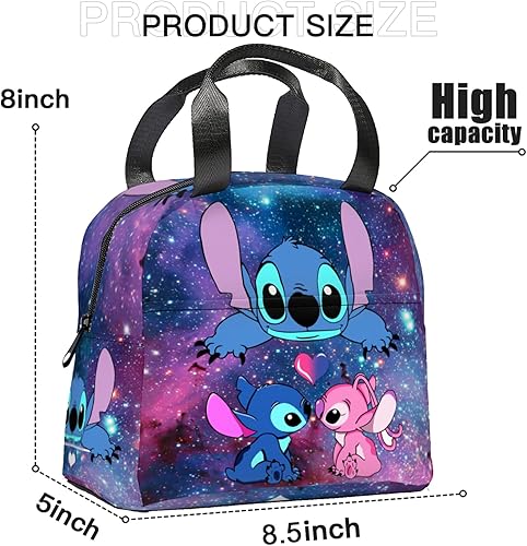 Miniatura 2 de Lonchera unisex de dibujos animados de gran capacidad, con aislamiento de anime, reutilizable, para mujeres, hombres, adultos, trabajo, picnic,