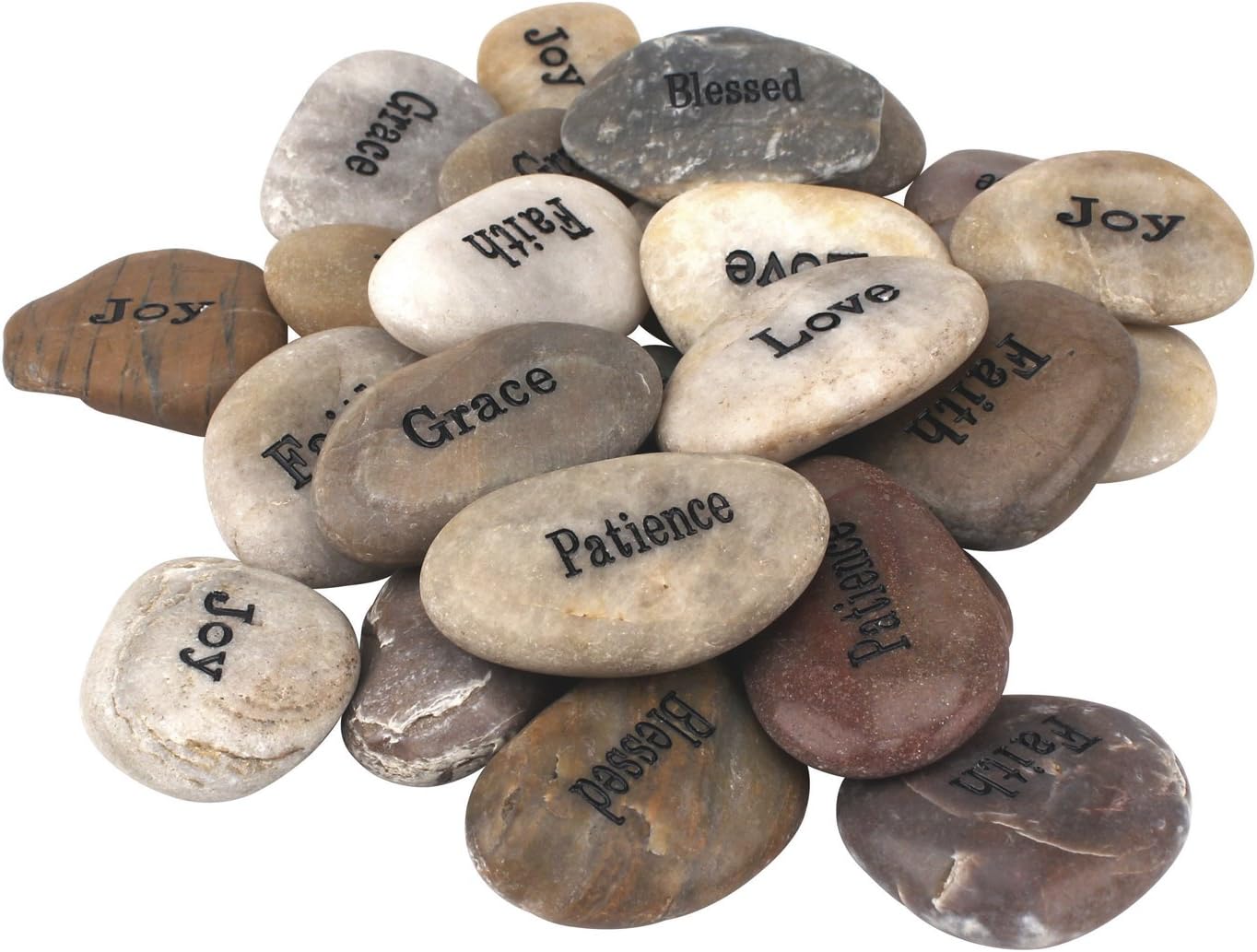 Stonebriar Inspirational Polished River Stones, Unique and Thoughtful Gift Ideas for Friends and Family, Decorative 25 Piece Set