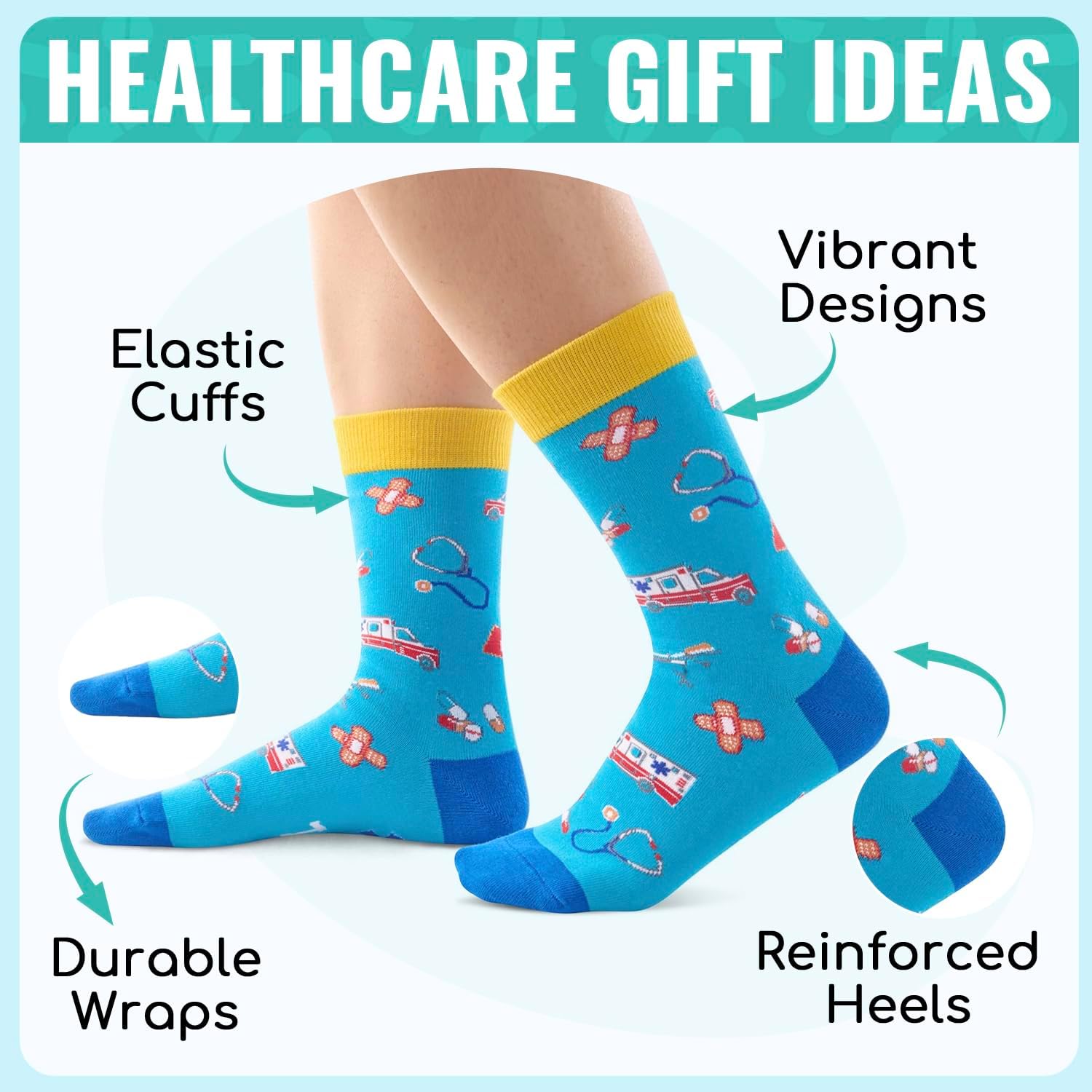Zmart Doctors Nurses Paramedics Gifts - Nurses Week Doctors Day Gifts Socks, EMS Week Socks - Image 3