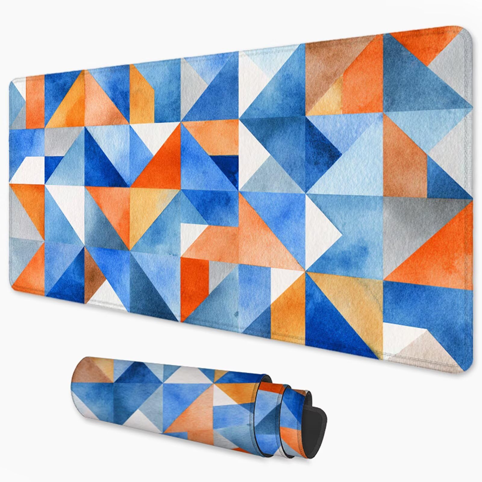 Pomarańczowa podkładka pod mysz XXL 1200 x 600 mm Niebieska podkładka pod mysz na biurko z wodoodporną powierzchnią i antypoślizgową podstawą, podkładka pod mysz do biura, komputera, poprawia