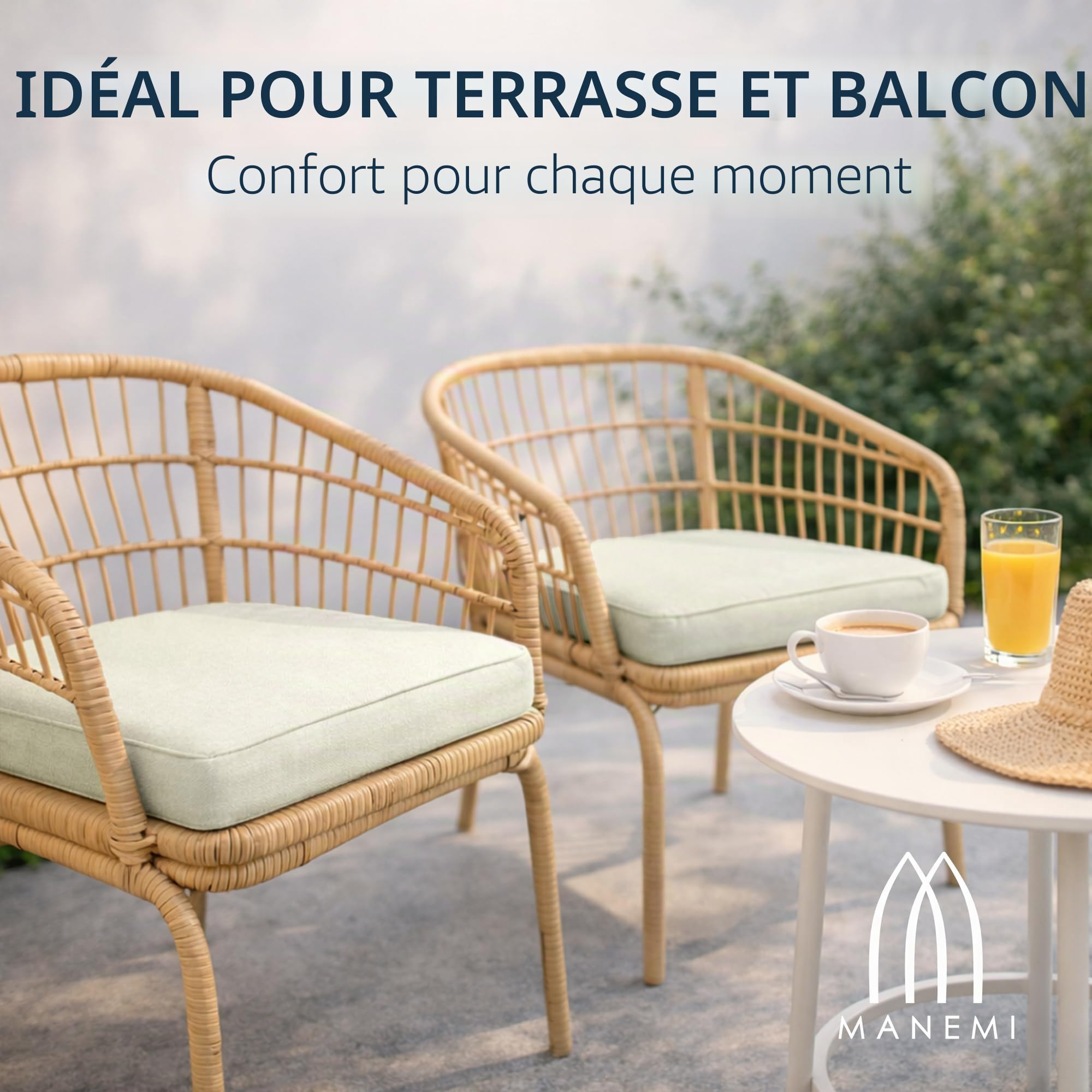 Lot de 6 coussins pour chaise 45 x 45 x 5 cm | Imperméable et facile à nettoyer | Avec sangles de fixation | Housse avec fermeture éclair amovible | Utilisation intérieure et extérieure | Idéal pour