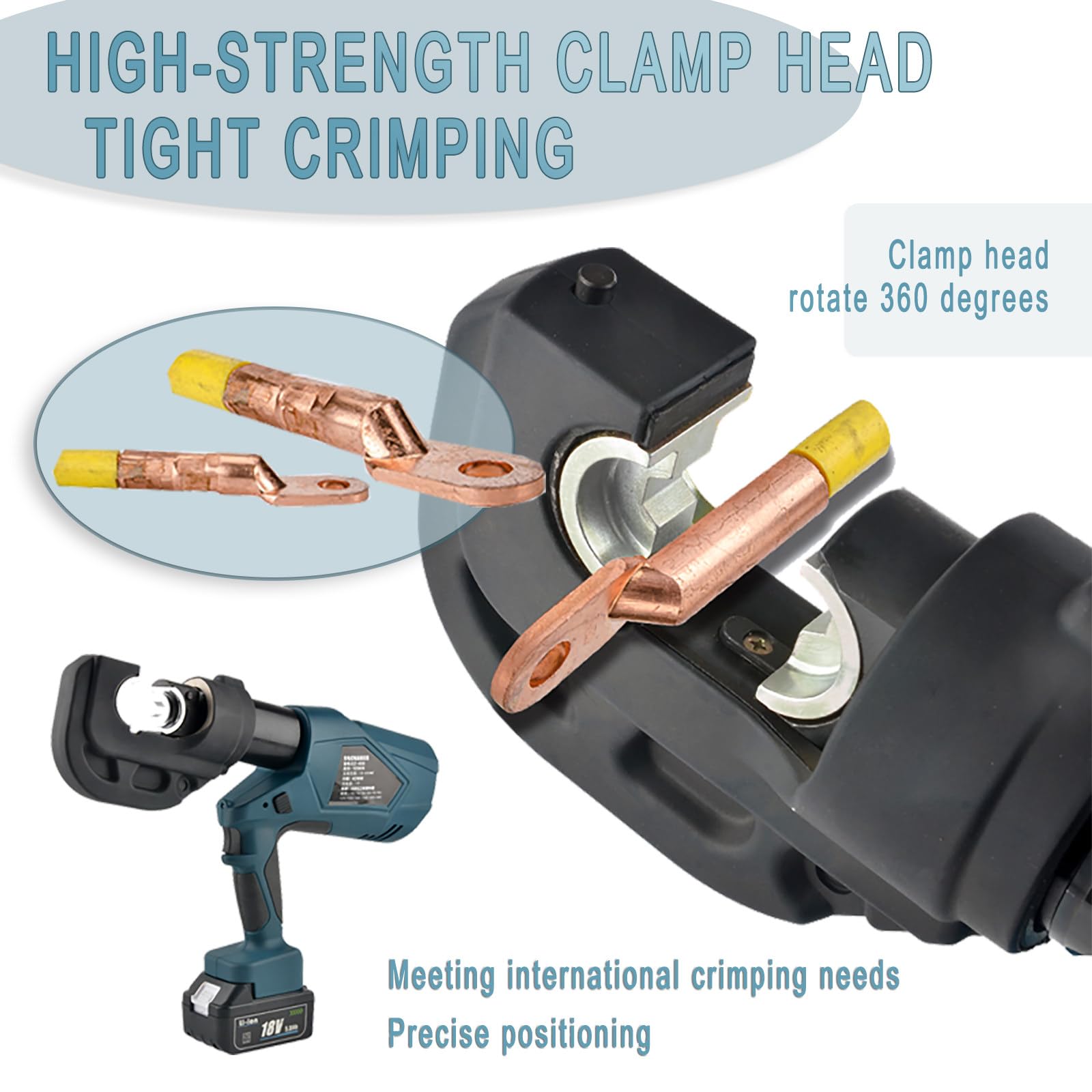 Crimpadora Hidráulica Eléctrica Recargable para Terminales de Cobre y Aluminio de 10-300/400 mm². Crimpadora de Cables Hidráulica a Batería con 13 Matrices de Crimpado EZ300