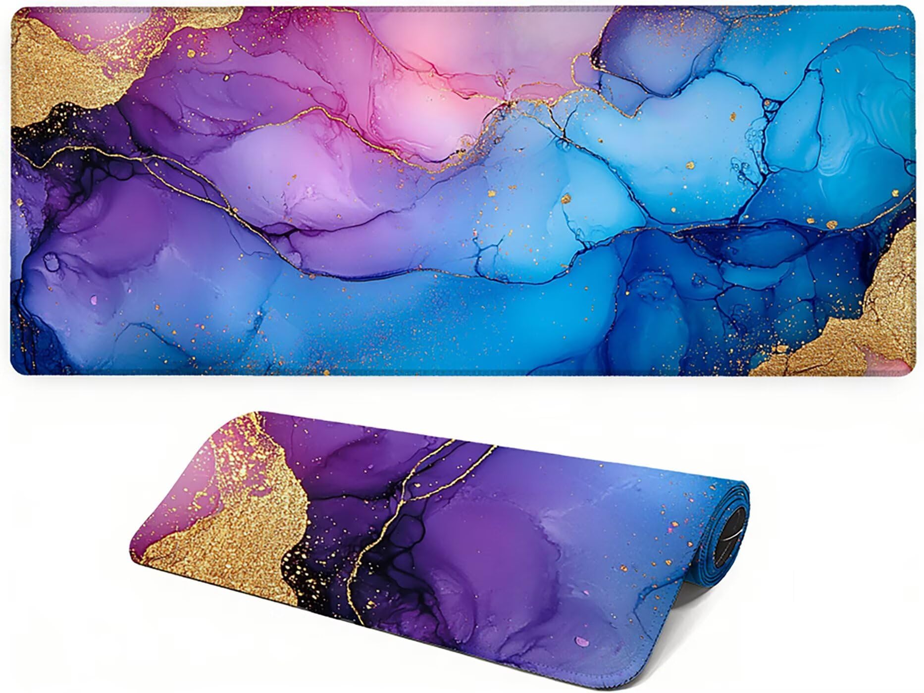 Lpfieonn Rosa Großes Schreibtischunterlage, XXL Schreibtischunterlagen, Blau XXL Wasserdicht Gaming Mousepad mit Vernähter Rand und Rutschfeste Gummibasis, für Laptop/Hause/Büro 120x60cm PF-1901
