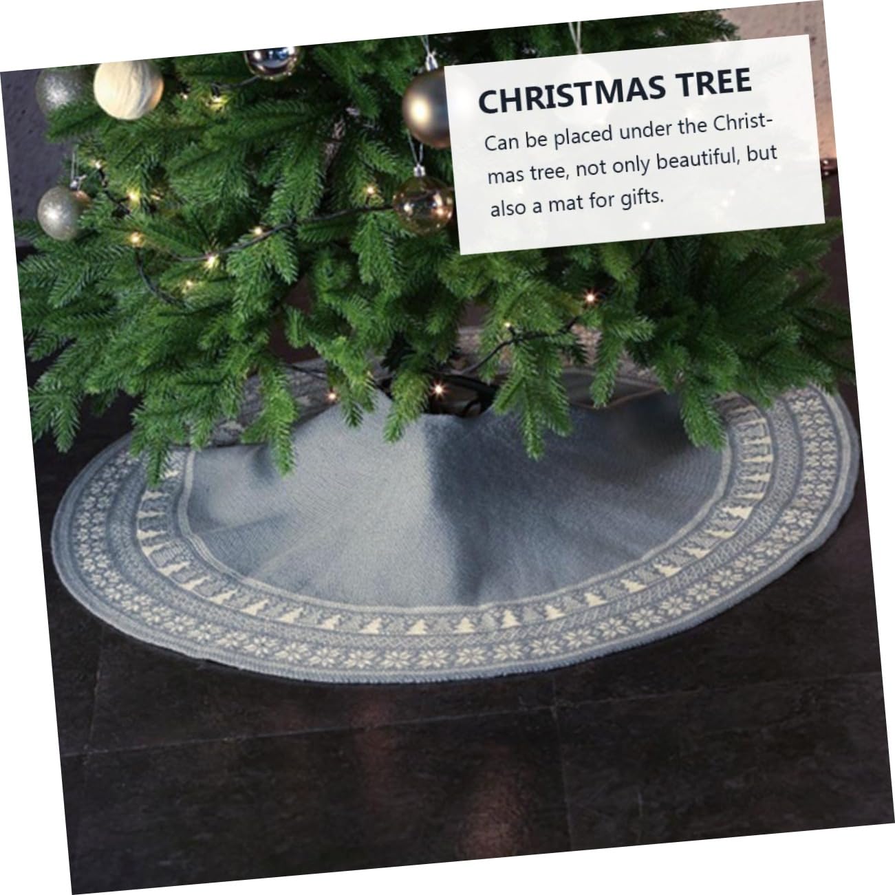 Anneome 1pezzi Grembiule Per Albero Di Natale in Maglia Gonna Per Albero Di Natale Tappeto Decorativo Natalizio Elementi Festivi Doppia Funzione Come Gonna o Scialle