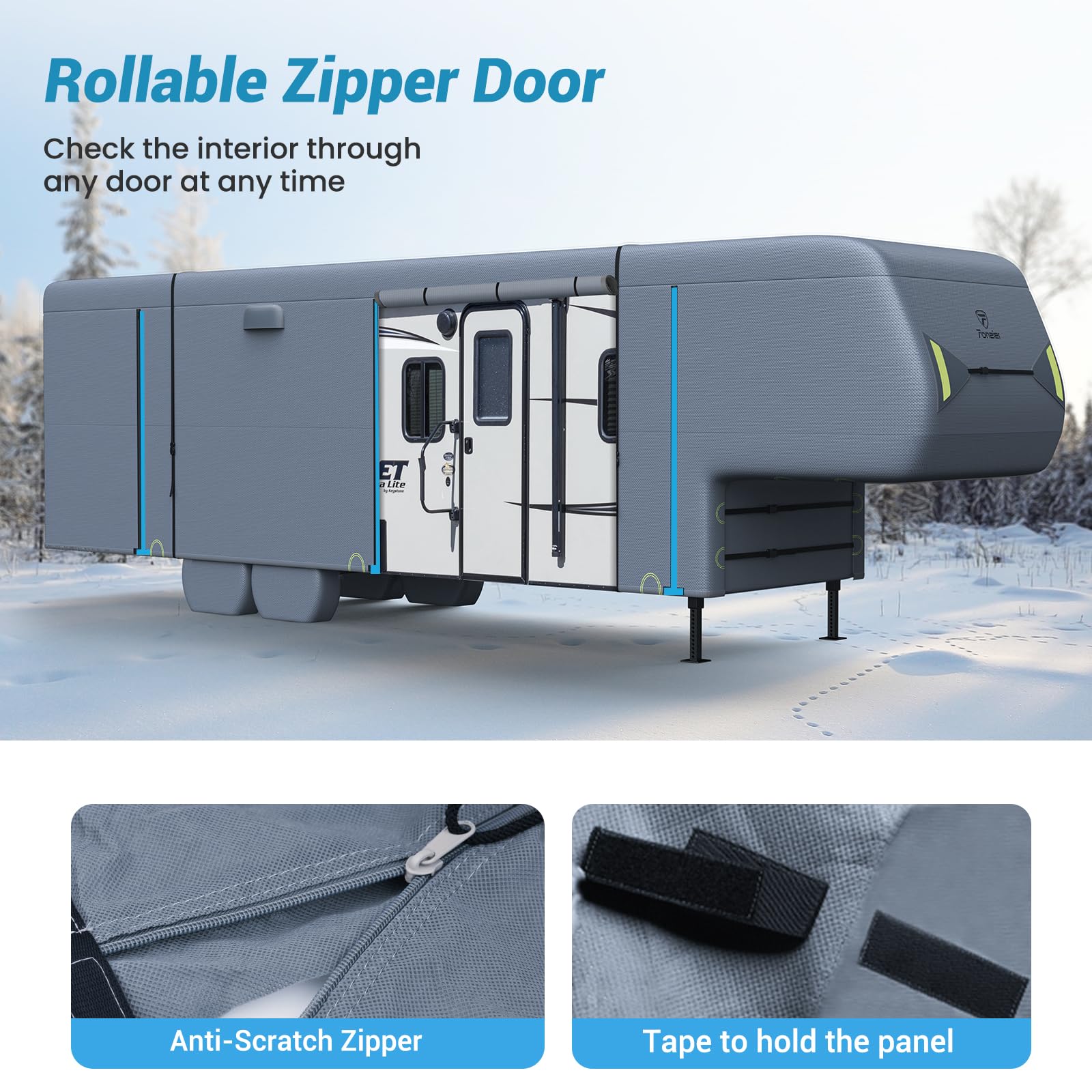 Fonzier 5th Wheel RV Cover Upgraded 6 Layers Heavy Duty