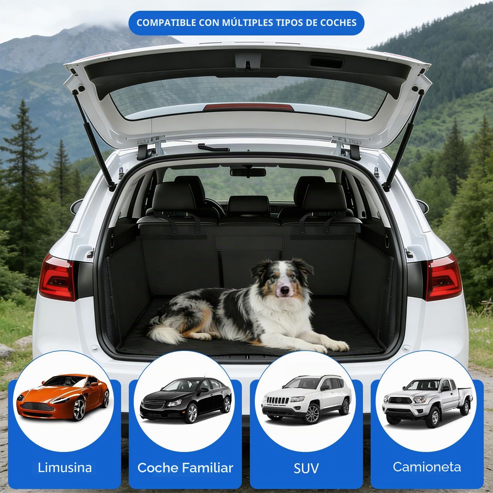 Protector Maletero Coche para Perros con Hebilla Ajustable, Funda, Manta Universal para Maletero para Perros, 185×105 cm