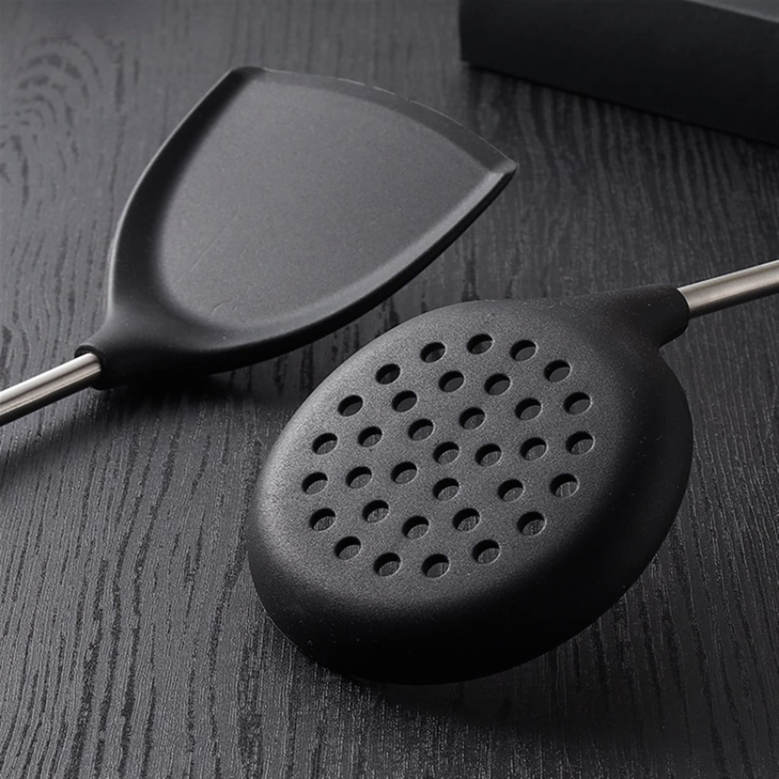 Casa e cucina Spatola for friggere in silicone for uso alimentare Manico in acciaio inossidabile for uso alimentare Set di utensili da cucina antiaderenti Cucchiai da cucina Spatola(Soup spoon)