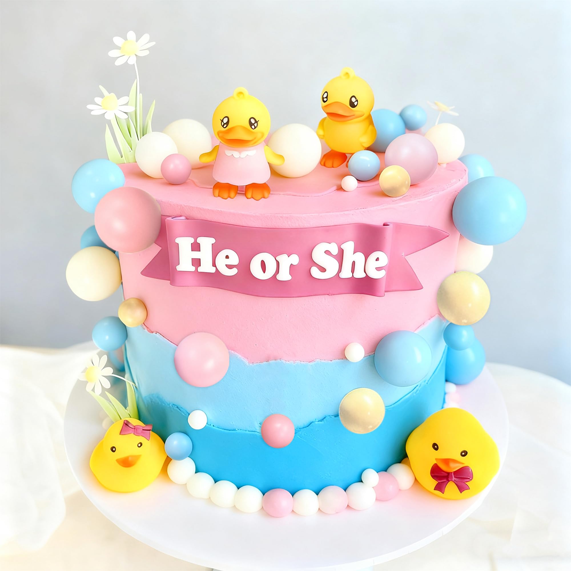22PCS Baby Girl Cake Topper Set With Clay Figures & Ball Decorations For Shower Parties