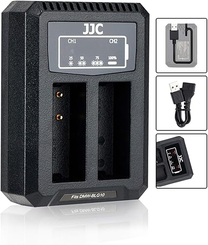 Cargador USB dual para batería Panasonic DMW-BLG10 DMW-BLE9 BP-DC15, compatible con Lumix G100 DMC-GX85 GF3 GF5 GF6 GX7 ZS100 LX100, cable USB
