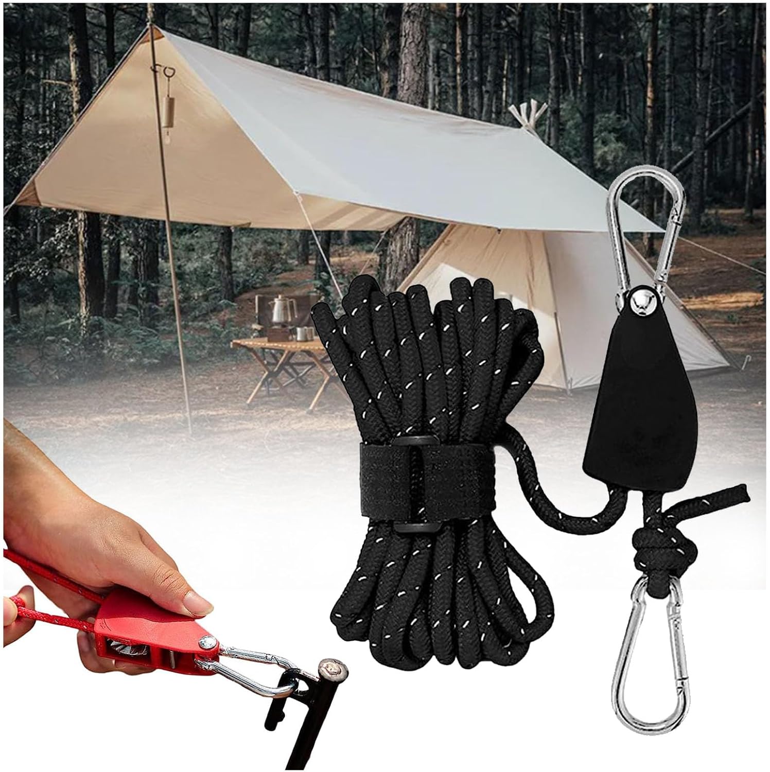 Portable Adjustable Fix Camping Rope,4/5M Windproof Rope