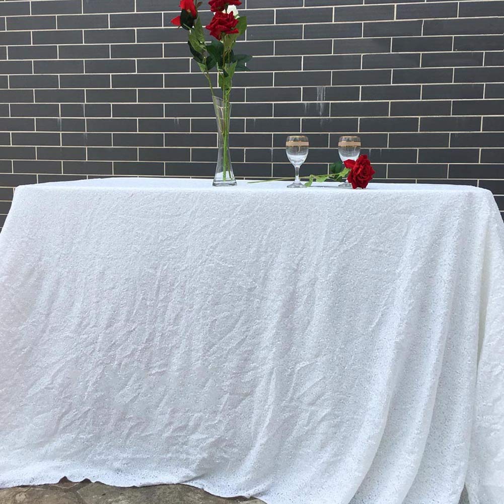 " Pailletten Tischtuch Tischdecke Tischläufer Tischwäsche für Hochzeit Party Geburtstage Weihnachten Event- (Rund, Rechteck), Weiß, 30x305cm
