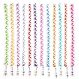 Hisight 12pcs Spiral Hair Rope Women Girl Hair Styling Twister Clip Hair Headwear with Crystal Pendant DIY Braider Tool Beaded Party Favor Hair Design Rainbow Roller Curler. (Trichromatic Mixture)