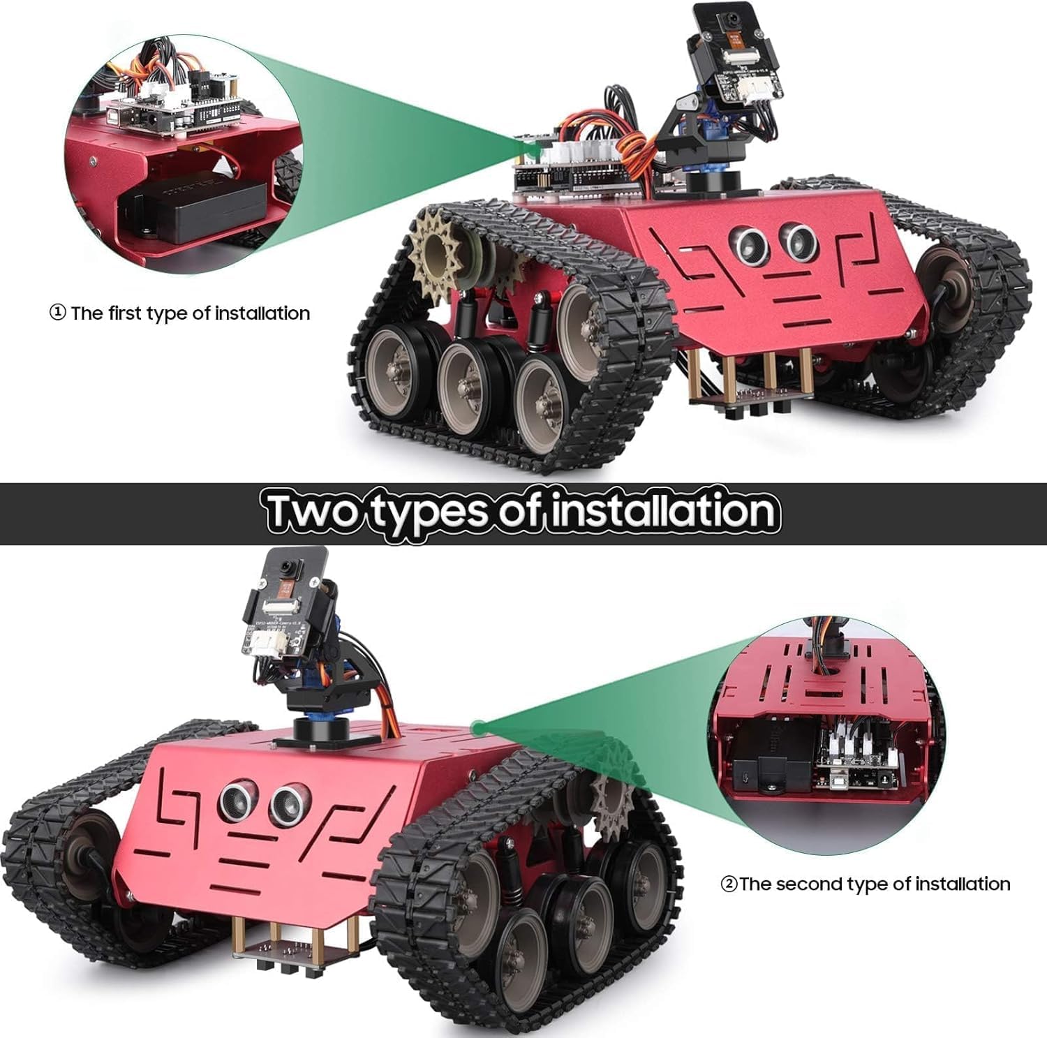 ELEGOO Smart Robot Tank Kit Kompatibel mit Arduino IDE Elektronik Baukasten mit UNO R3, Ultraschallsensor, Bluetooth & Camera Modul, Auto Tank Roboter Spielzeug für Kinder