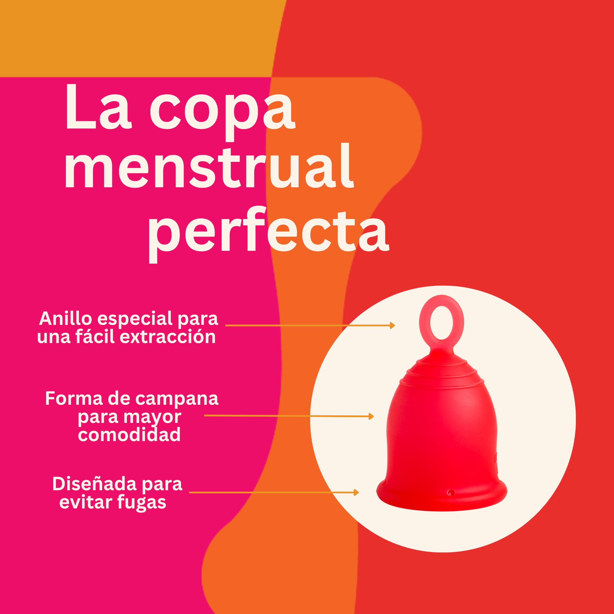 Asan Copa Menstrual - La Más Fácil de Insertar y Retirar, Diseño Único con Anillo, Silicona de Grado Médico, Diseñada en EE. UU. (Flujo Abundante)