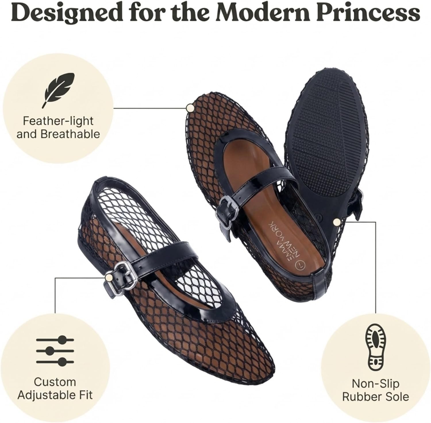 EMMA NEW YORK Mesh Ballet Flats for Women