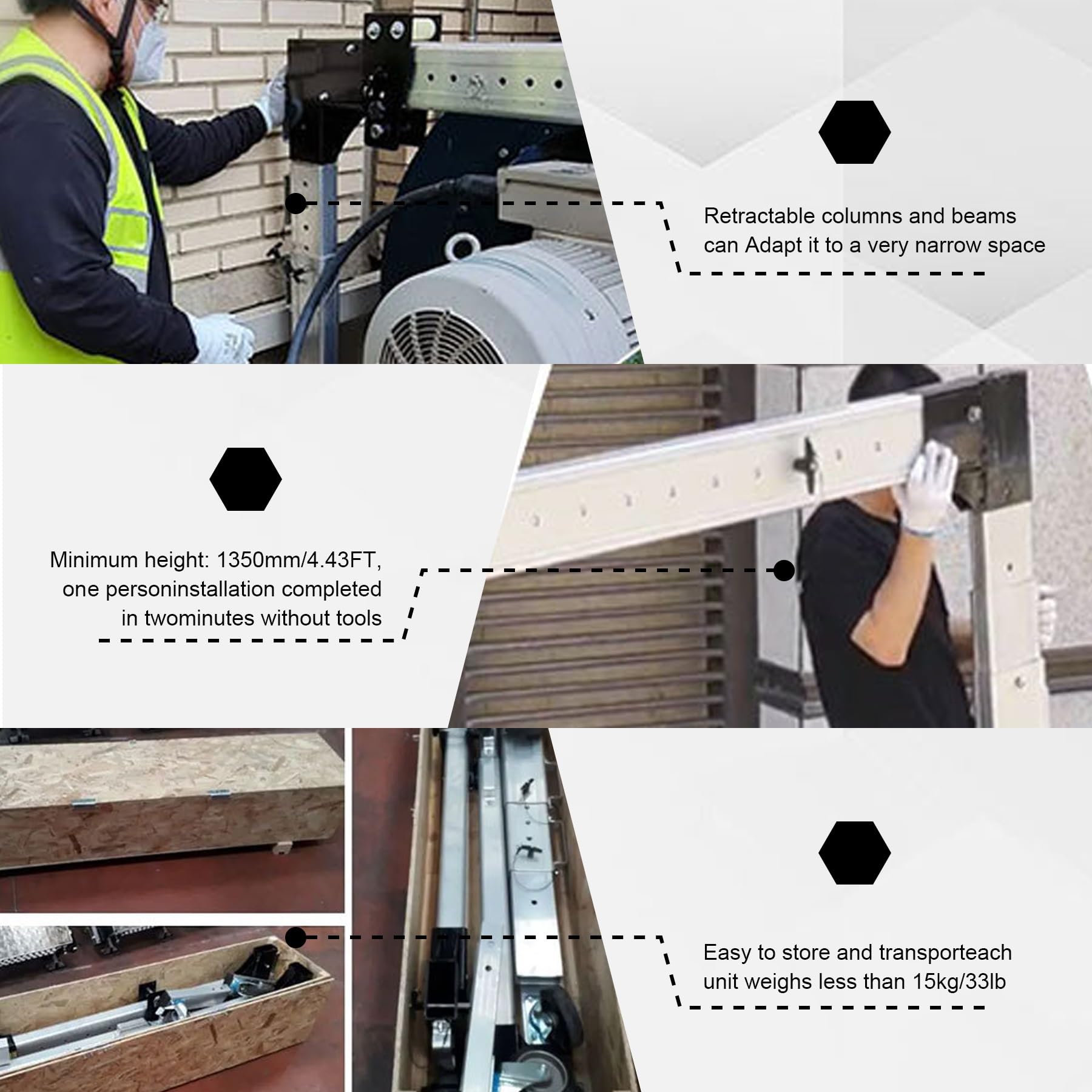 Regulowana aluminiowa suwnica bramowa o udźwigu 499-2000 kg, przenośna podnośnik warsztatowy z regulacją wysokości belki, wytrzymała