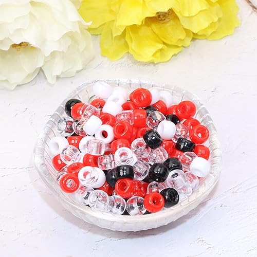 Miniatura 3 de Cuentas de poni de ángel penta, 200 cuentas espaciadoras sueltas de plástico de colores surtidos para mujer, trenzas de cabello y collares,