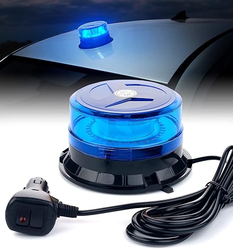LUMENIX Mini luz LED azul para techo con base magnética, advertencia estroboscópica de seguridad intermitente, luces de policía de seguridad para