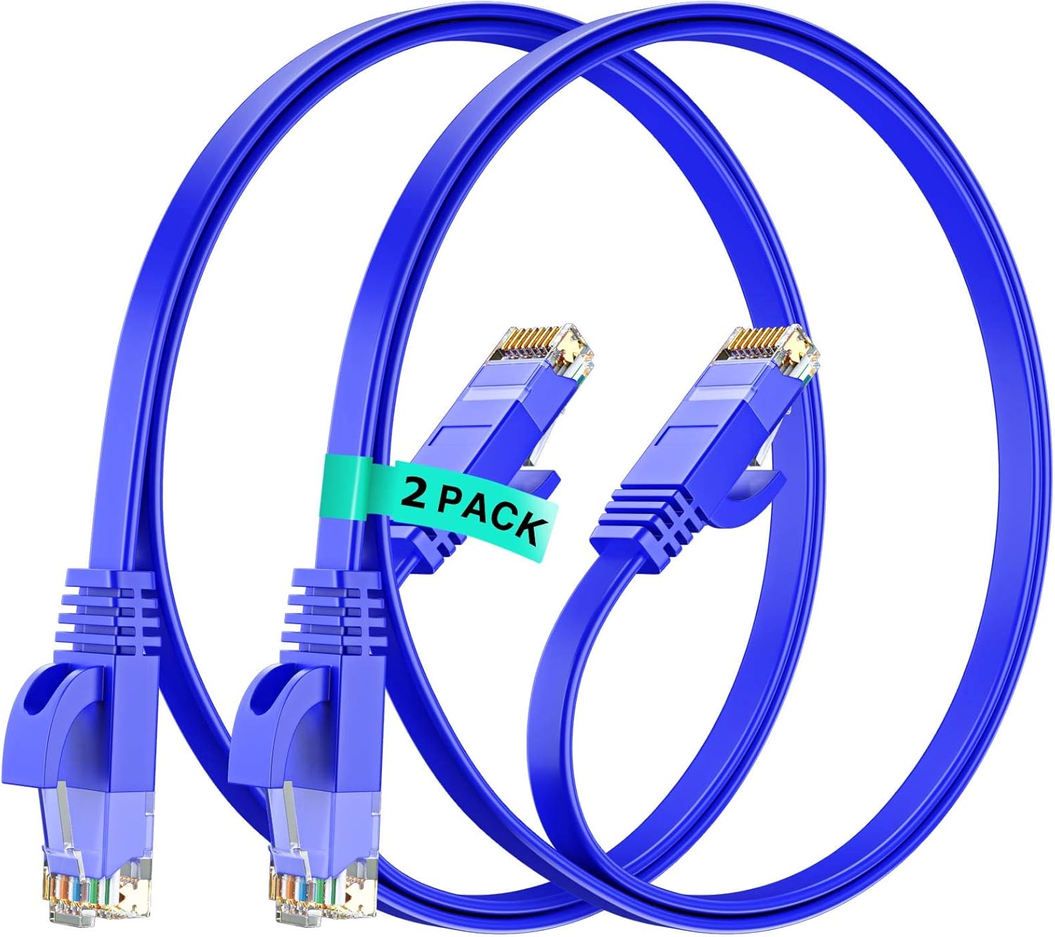 Cat 7 Ethernet Cable 1ft Flat Internet LAN Network Patch Cord RJ45 Connectors 2 Pack - Blue : Electronics