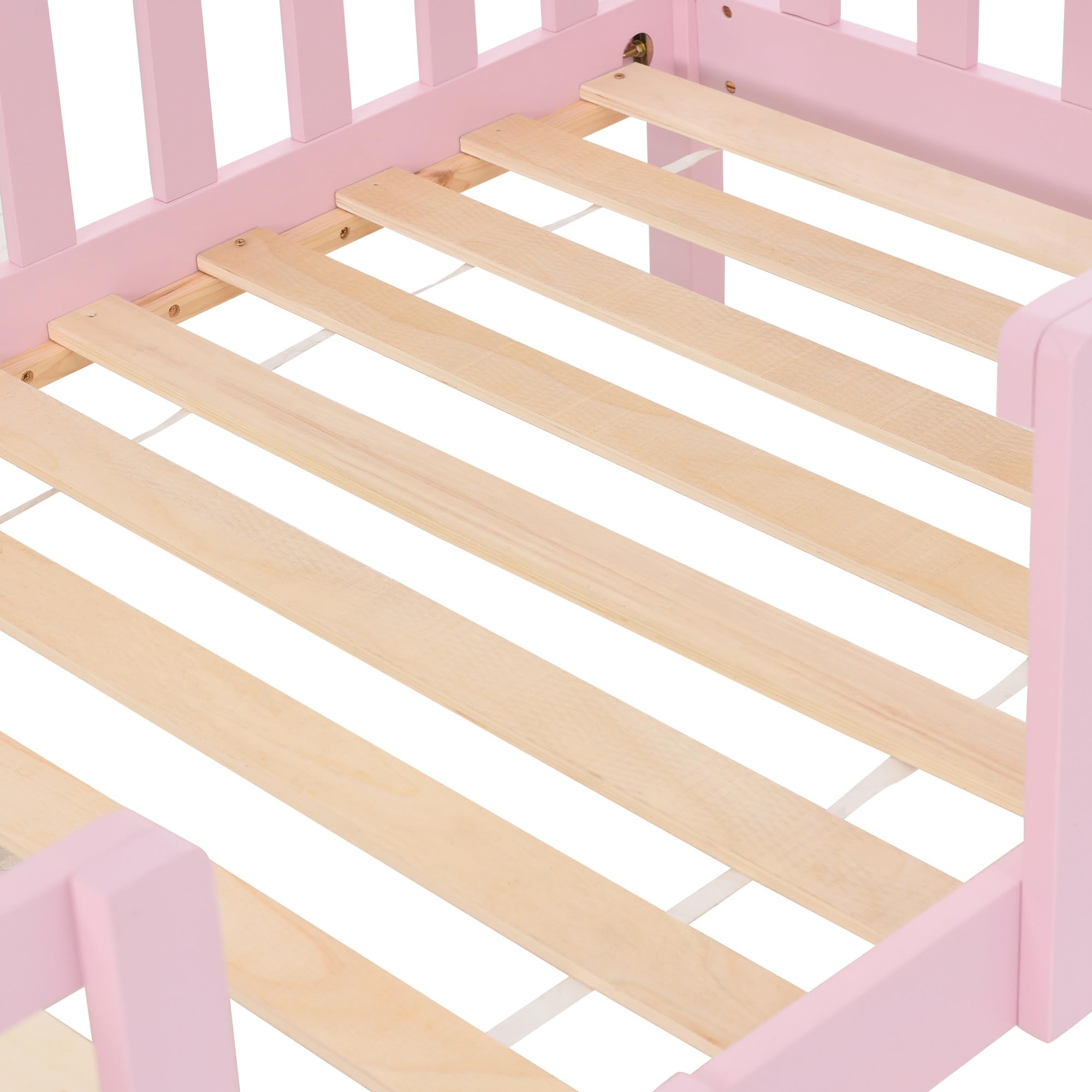 Kinderbed huisbed met schoorsteen, robuuste lattenbodems, grenenhouten huisbed voor kids, 90 x 200 cm zonder matras, (optie 2: met twee opberglades) PINK,Nodrawer Kinderbed huisbed met schoorsteen, robuuste lattenbodems, grenenhouten huisbed voor kids, 90 x 200 cm zonder matras, (optie 2: met twee opberglades) PINK,Nodrawer