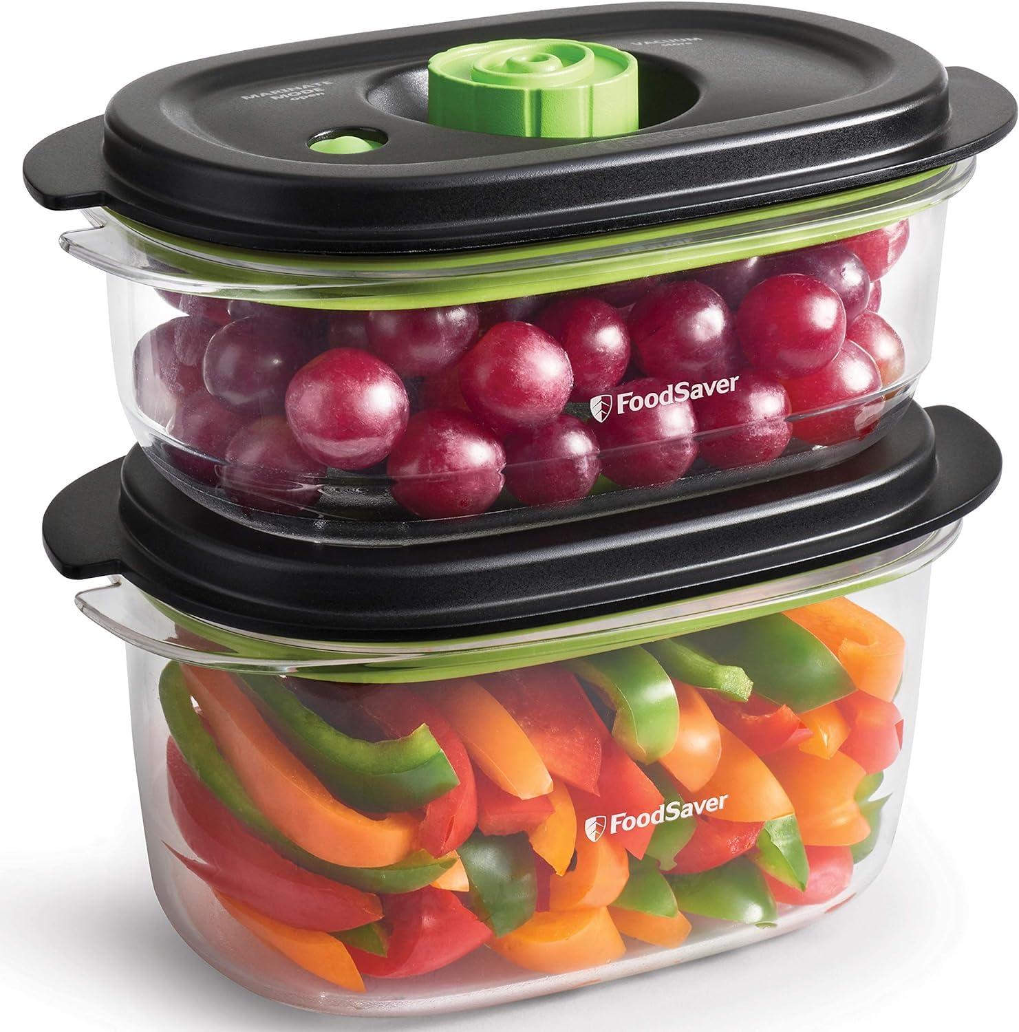 Foodsaver VS1199X Envasadora al vacío de alimentos inalámbrica y portátil, con base de carga, 1 recipiente & FoodSaver Recipiente para conservar y marinar al vacío, Hermético, Libre de BPA