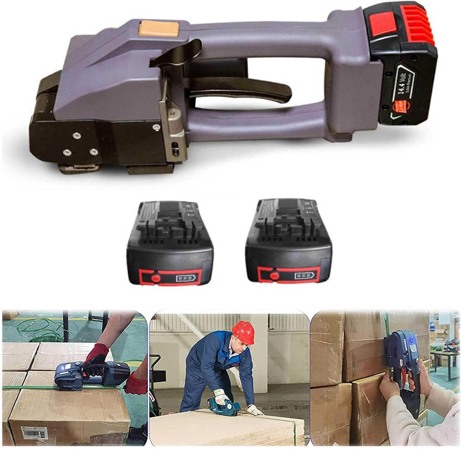 Automatic Strapping Machine,Electric Welding Strapping Machine, Automatic Hot Melting Strapping Banding Tool with 5000mah Battery Powered,Electric Strapping Tool for Box Pallet