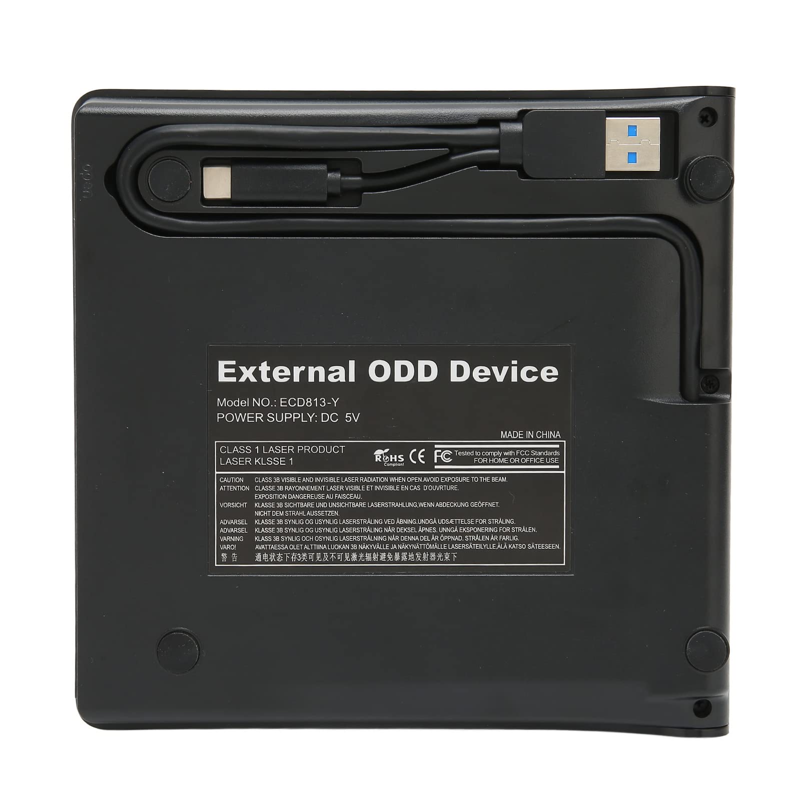 Unidad de DVD Externa para Computadora de Dos Puertos, USB 3.0 de bajo Ruido Y Grabadora de CD/DVD Tipo C, para Win10, Win8, Win8.1, Win2003, Win7, Win XP, Vista, OS 10(Quemadura de Rayos Azules)