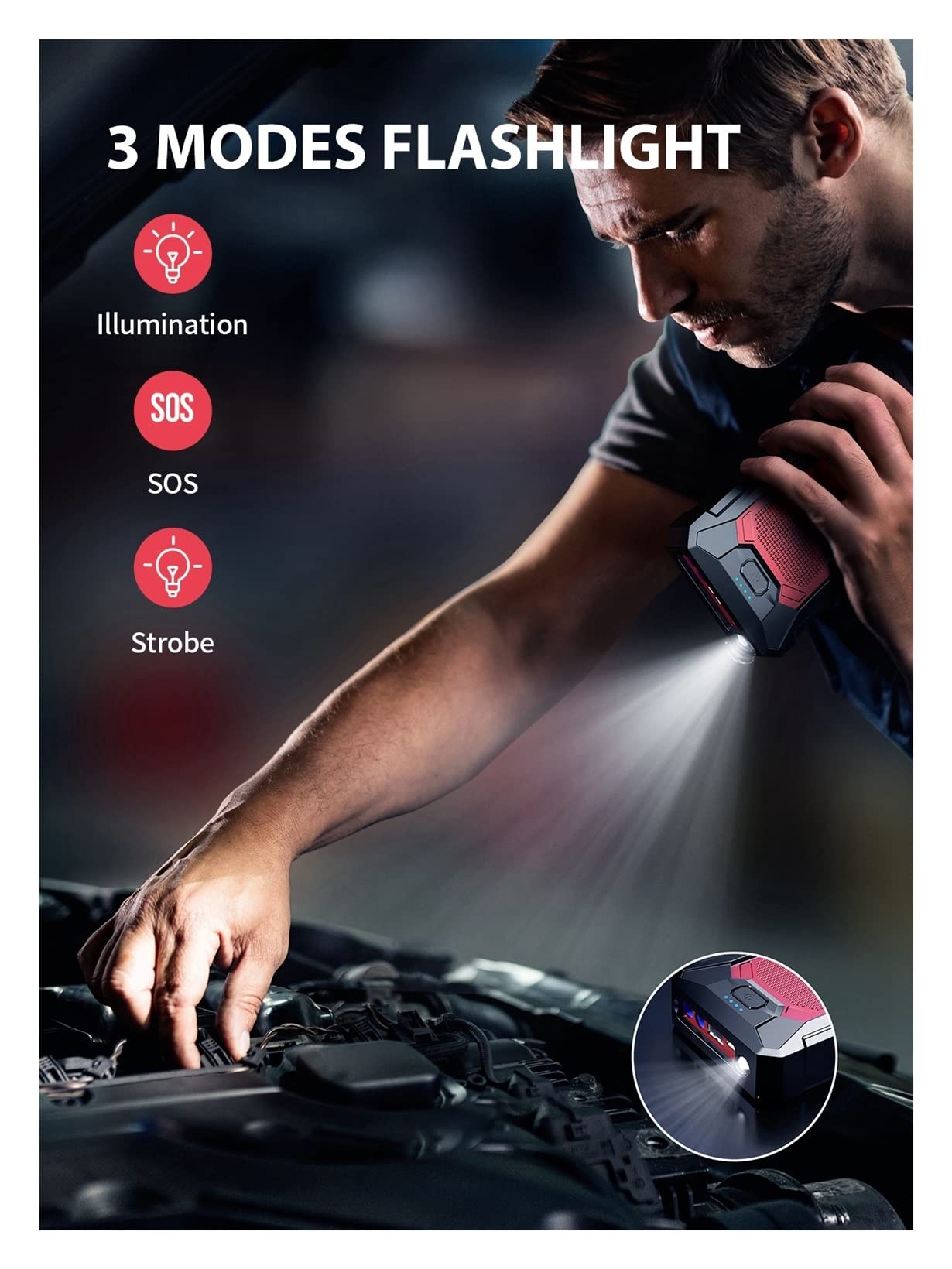 Cargador de Goteo Inteligente Coche 1000A 12000mAh Banco de energía portátil Mini Cargador de batería automático Impermeable Accesorios de Coche de batería Externa